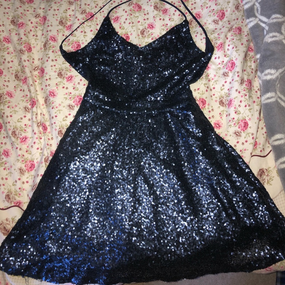 TOBI Navy Sequin Party Dress
